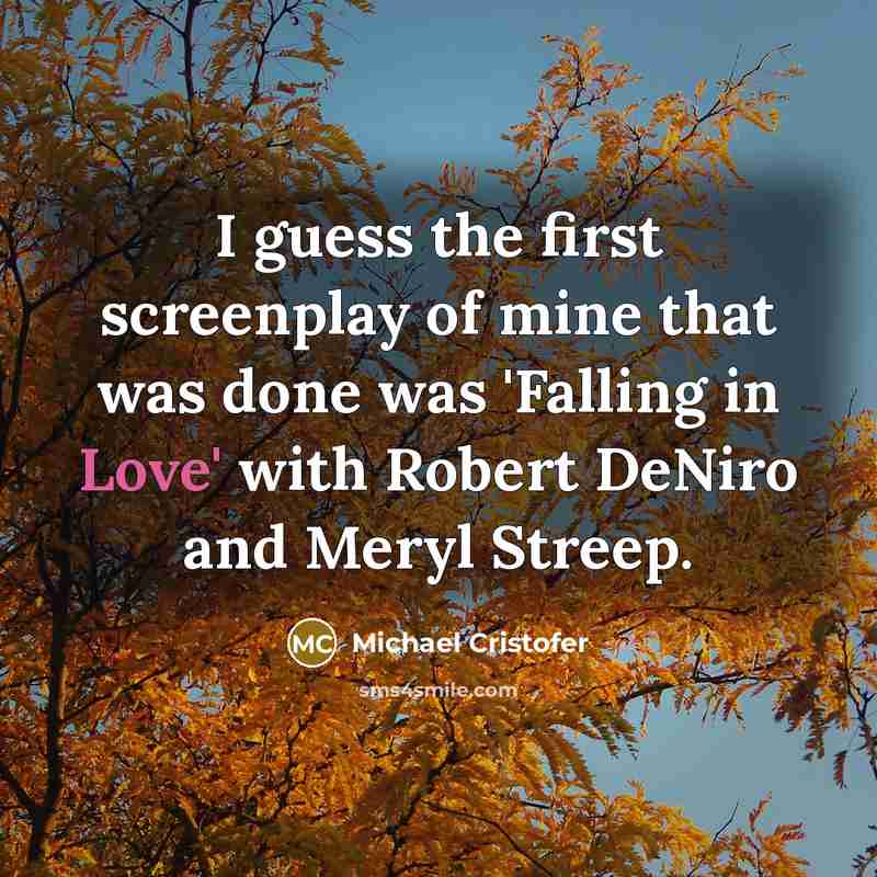 “I guess the first screenplay of mine that was done was 'Falling in Love' with Robert DeNiro and Meryl Streep.” quote by Michael Cristofer