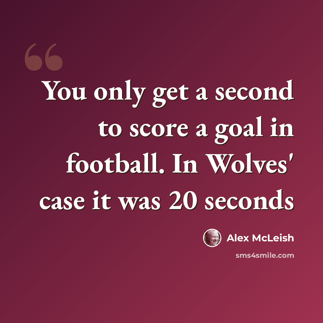 “You only get a second to score a goal in football. In Wolves' case it was 20 seconds” quote by Alex McLeish
