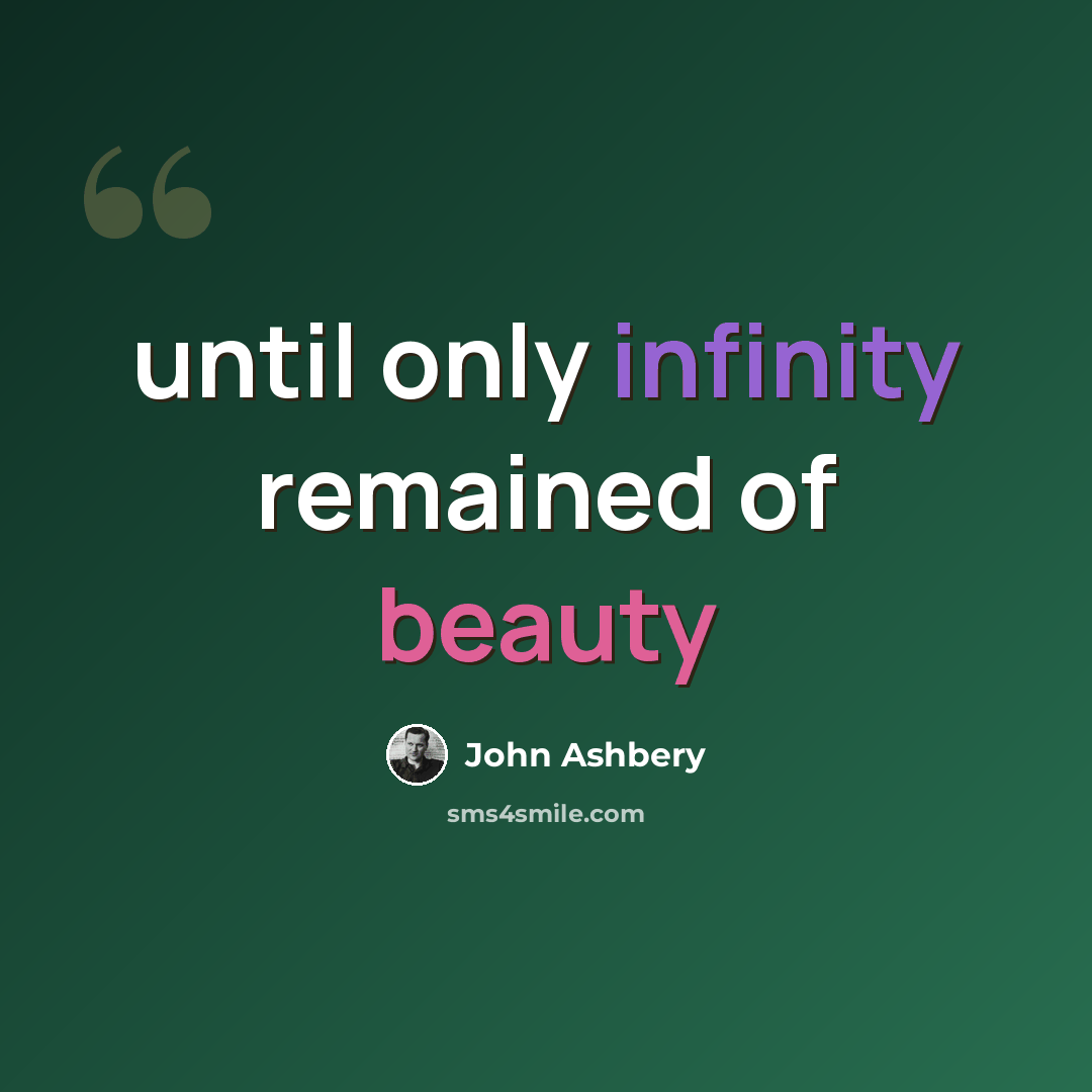 “until only infinity remained of beauty” quote by John Ashbery