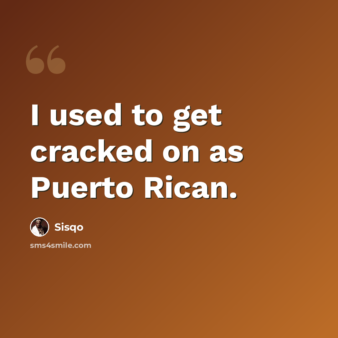 “I used to get cracked on as Puerto Rican.” quote by Sisqo