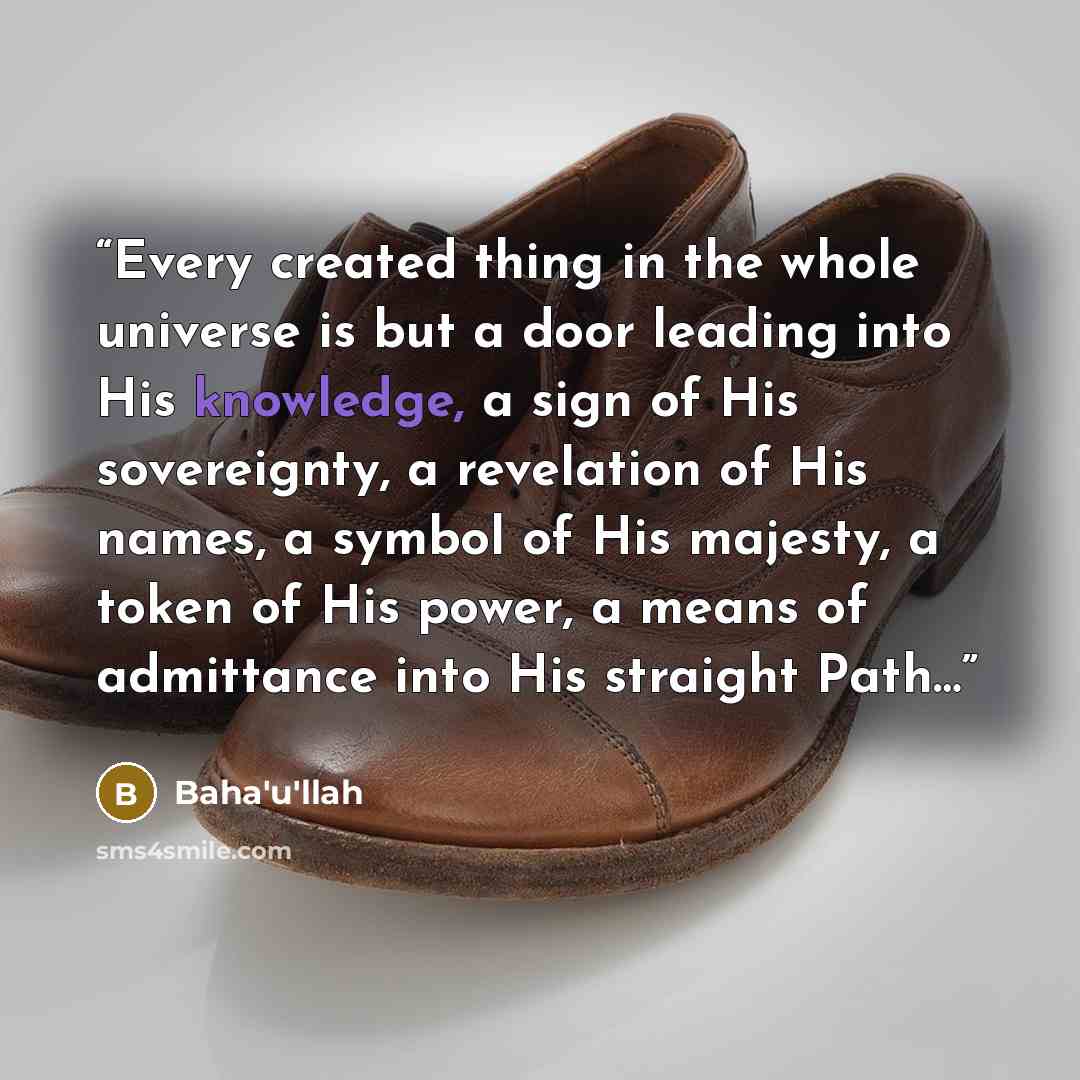 “Every created thing in the whole universe is but a door leading into His knowledge, a sign of His sovereignty, a revelation of His names, a symbol of His majesty, a token of His power, a means of admittance into His straight Path…” quote by Bahá'u'lláh