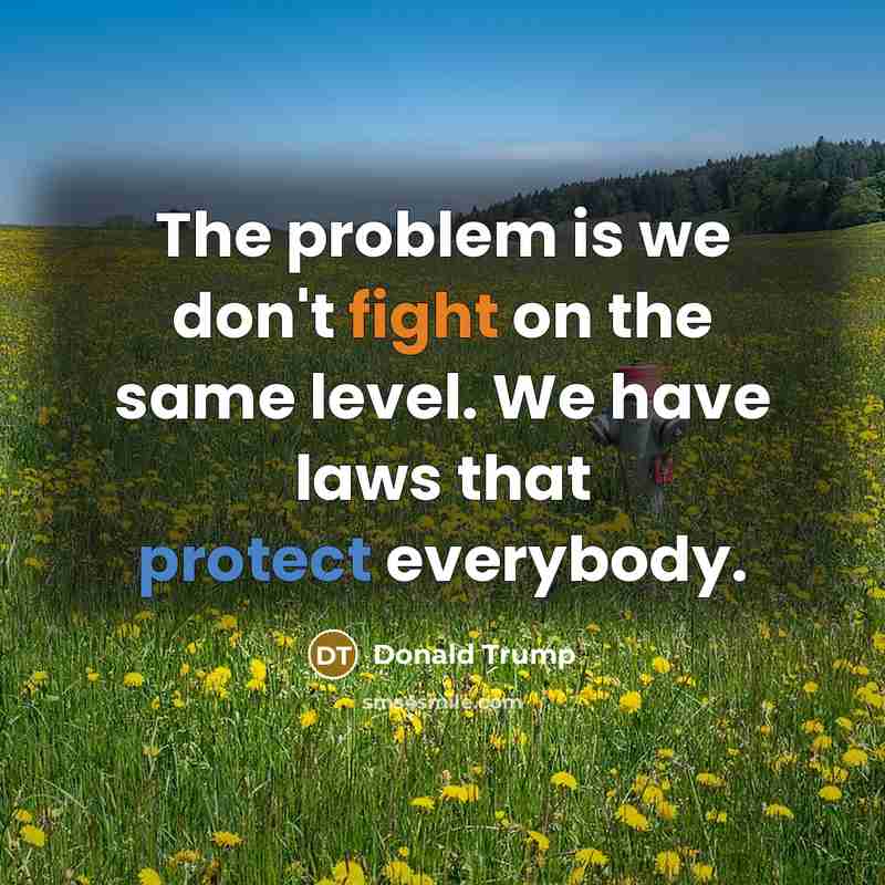 “The problem is we don't fight on the same level. We have laws that protect everybody.” quote by Donald Trump