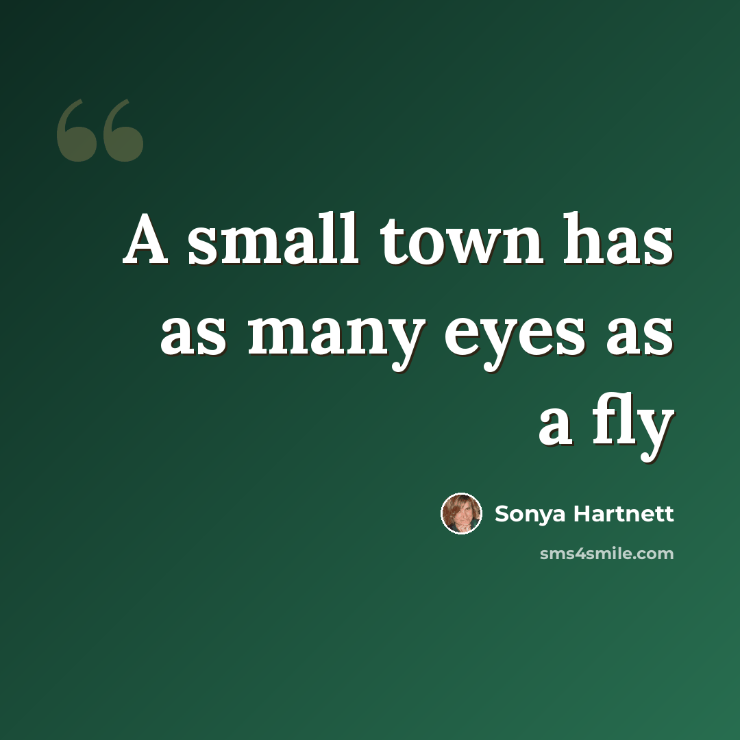 “A small town has as many eyes as a fly” quote by Sonya Hartnett