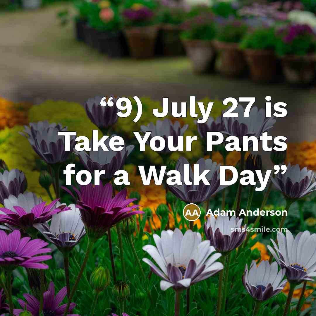 “9) July 27 is Take Your Pants for a Walk Day” quote by Adam Anderson