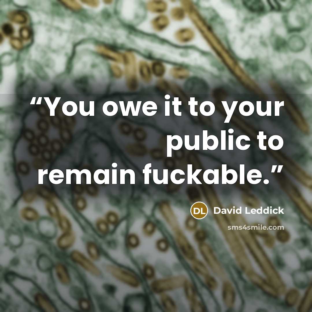 “You owe it to your public to remain fuckable.” quote by David Leddick