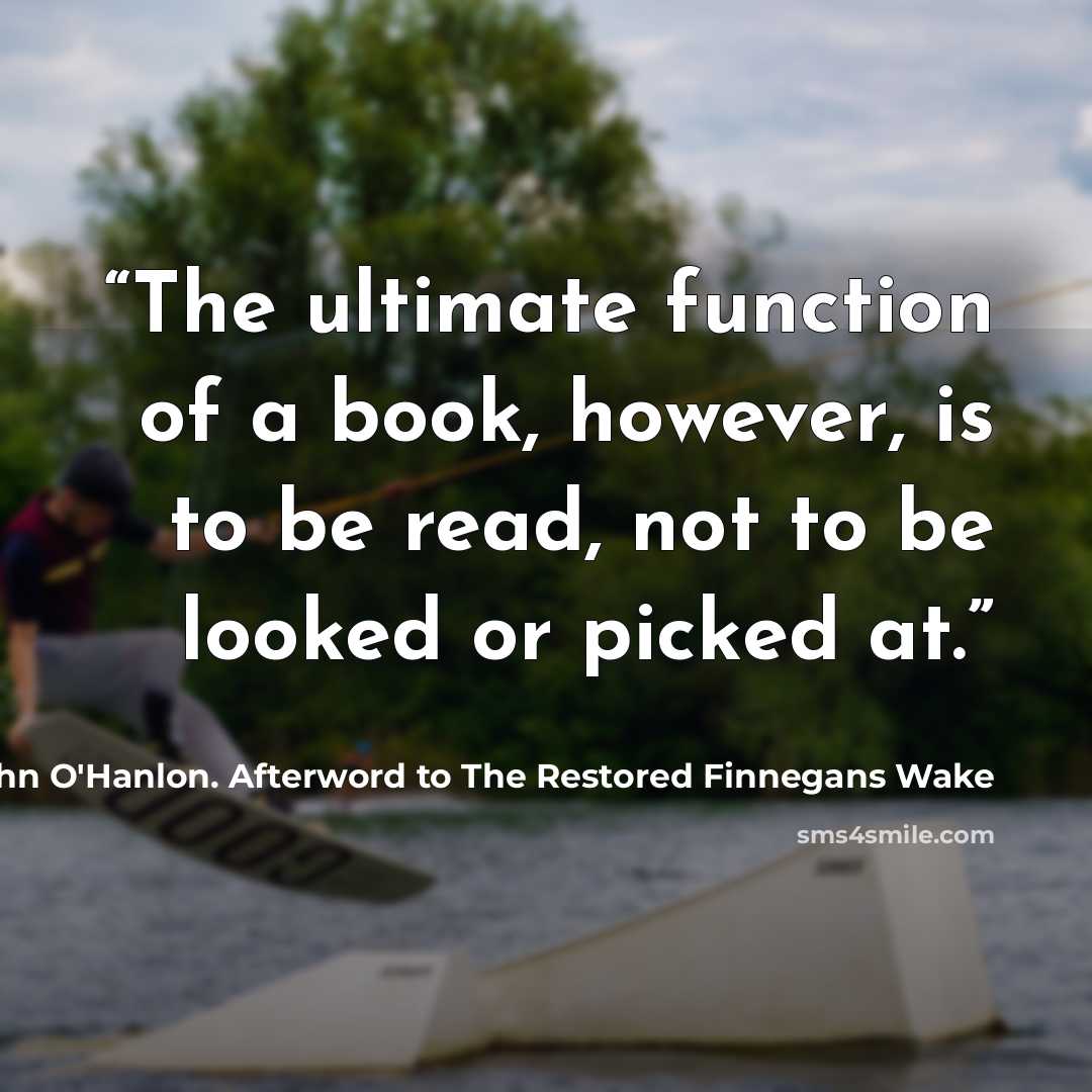 “The ultimate function of a book, however, is to be read, not to be looked or picked at.” quote by Danis Rose and John O'Hanlon. Afterword to The Restored Finnegans Wake