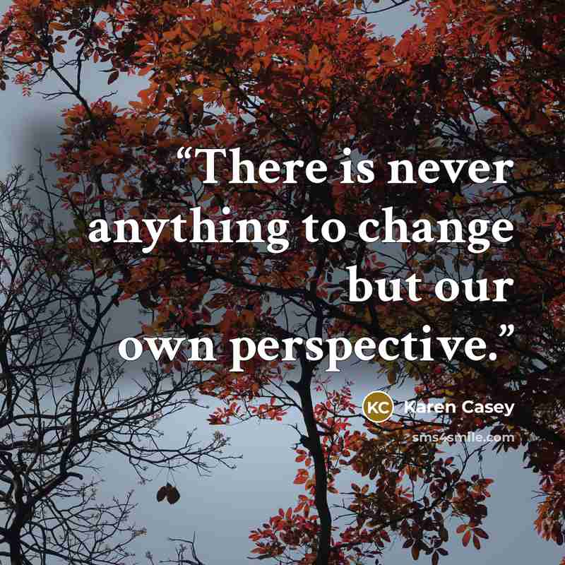 “There is never anything to change but our own perspective.” quote by Karen Casey