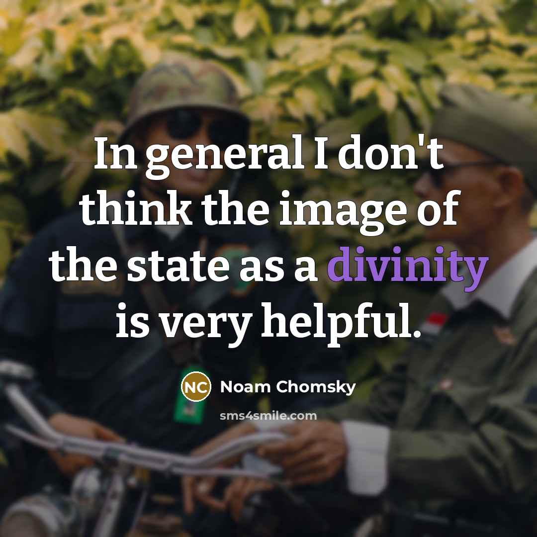 “In general I don't think the image of the state as a divinity is very helpful.” quote by Noam Chomsky