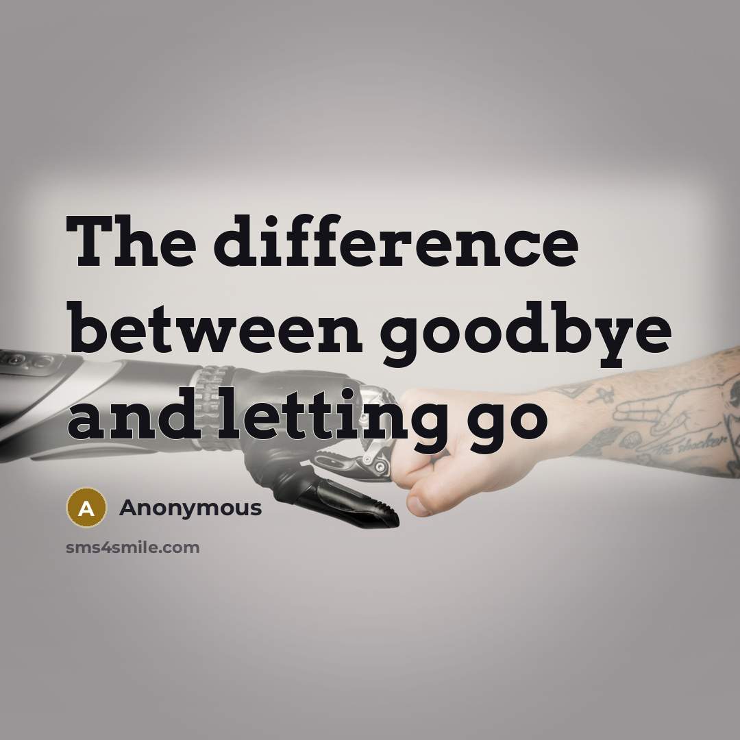 “The difference between goodbye and letting go” quote by Anonymous