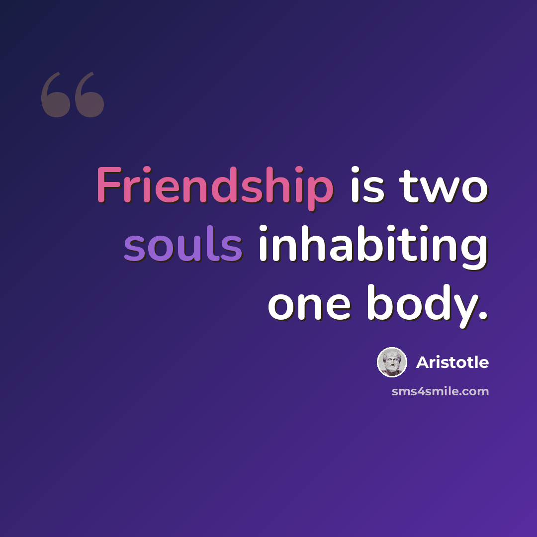 “Friendship is two souls inhabiting one body.” quote by Aristotle