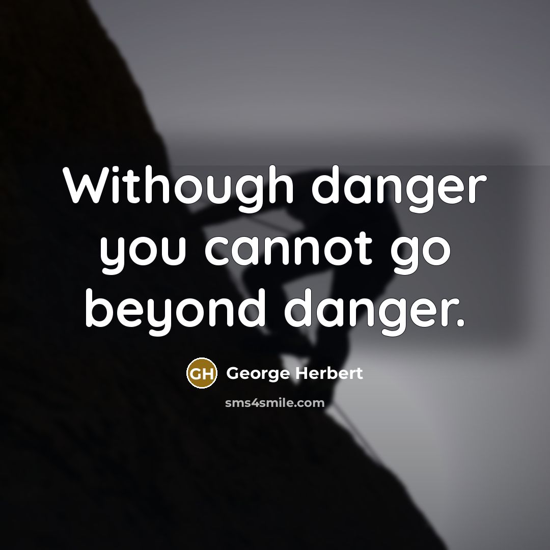 “Withough danger you cannot go beyond danger.” quote by George Herbert