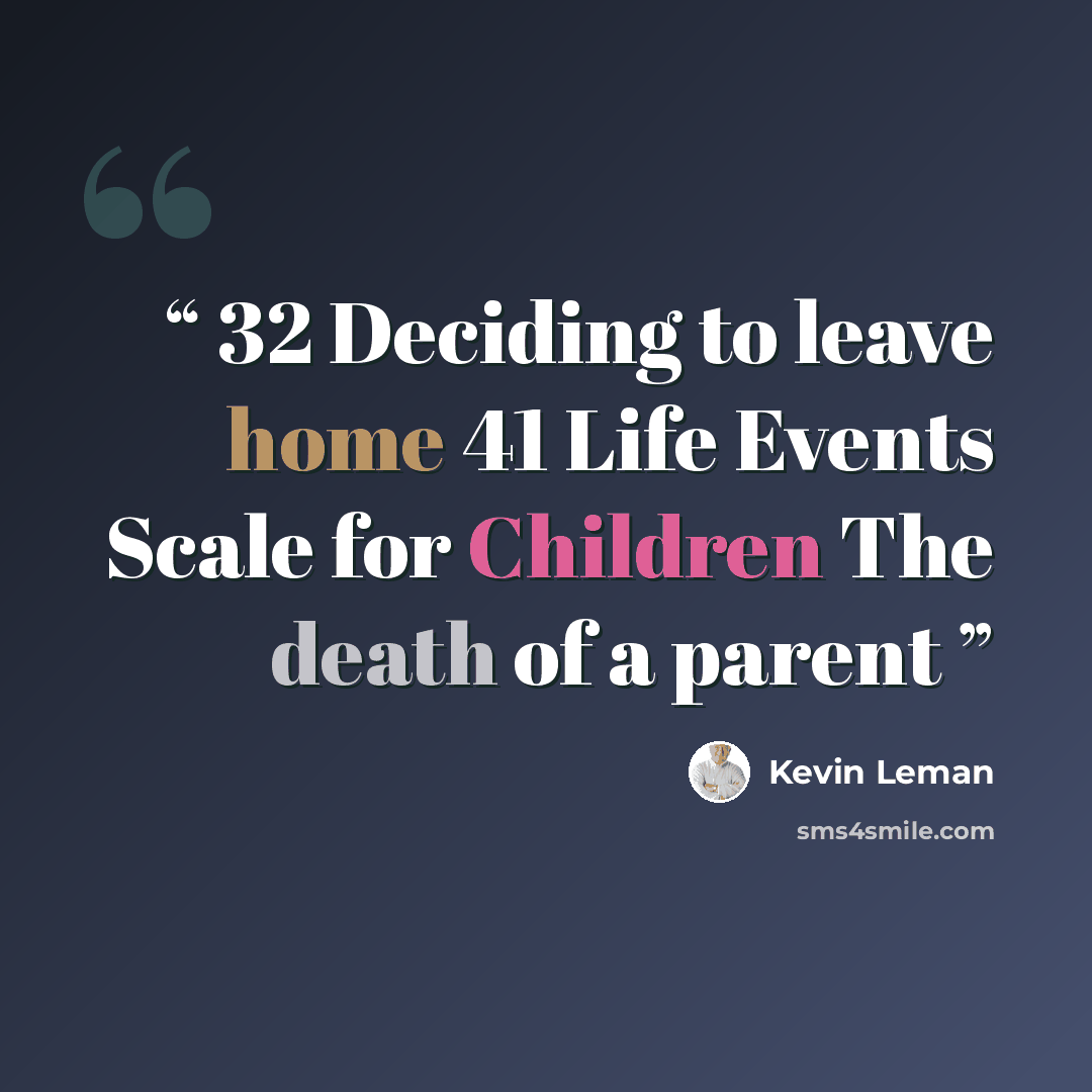 “32 Deciding to leave home 41 Life Events Scale for Children The death of a parent” quote by Kevin Leman
