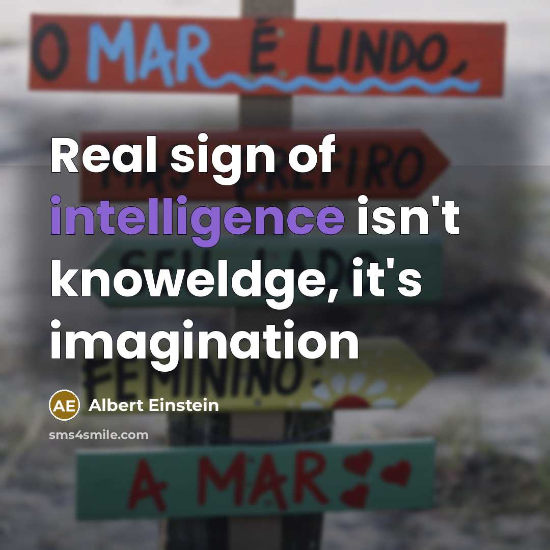 “Real sign of intelligence isn't knoweldge, it's imagination” quote by Albert Einstein