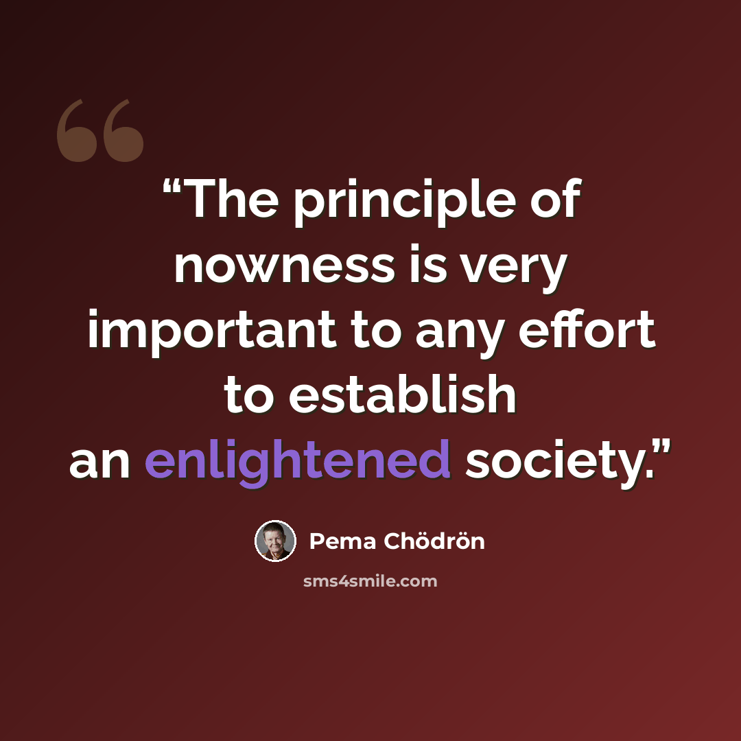 “The principle of nowness is very important to any effort to establish an enlightened society.” quote by Pema Chödrön