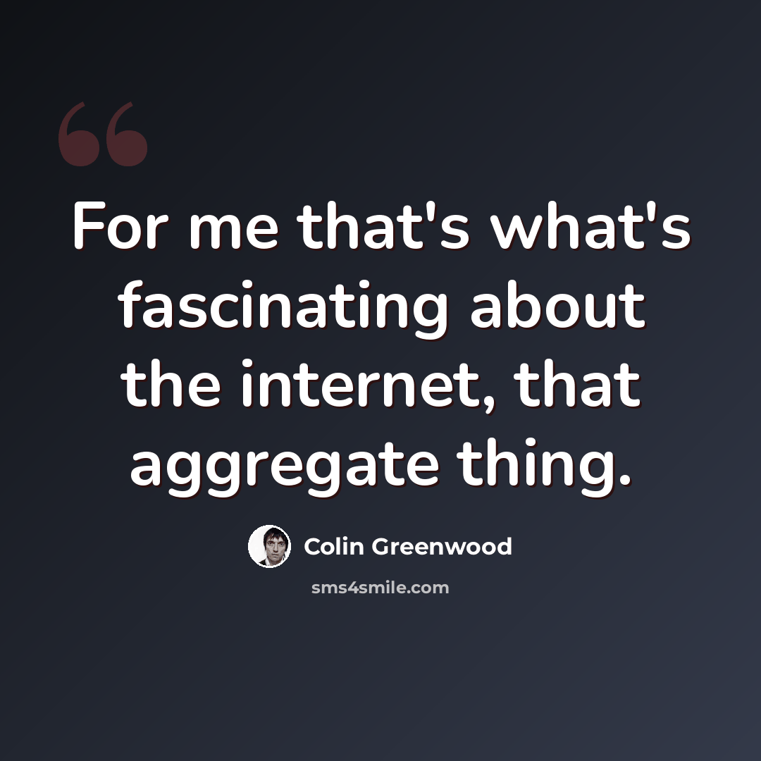 “For me that's what's fascinating about the internet, that aggregate thing.” quote by Colin Greenwood