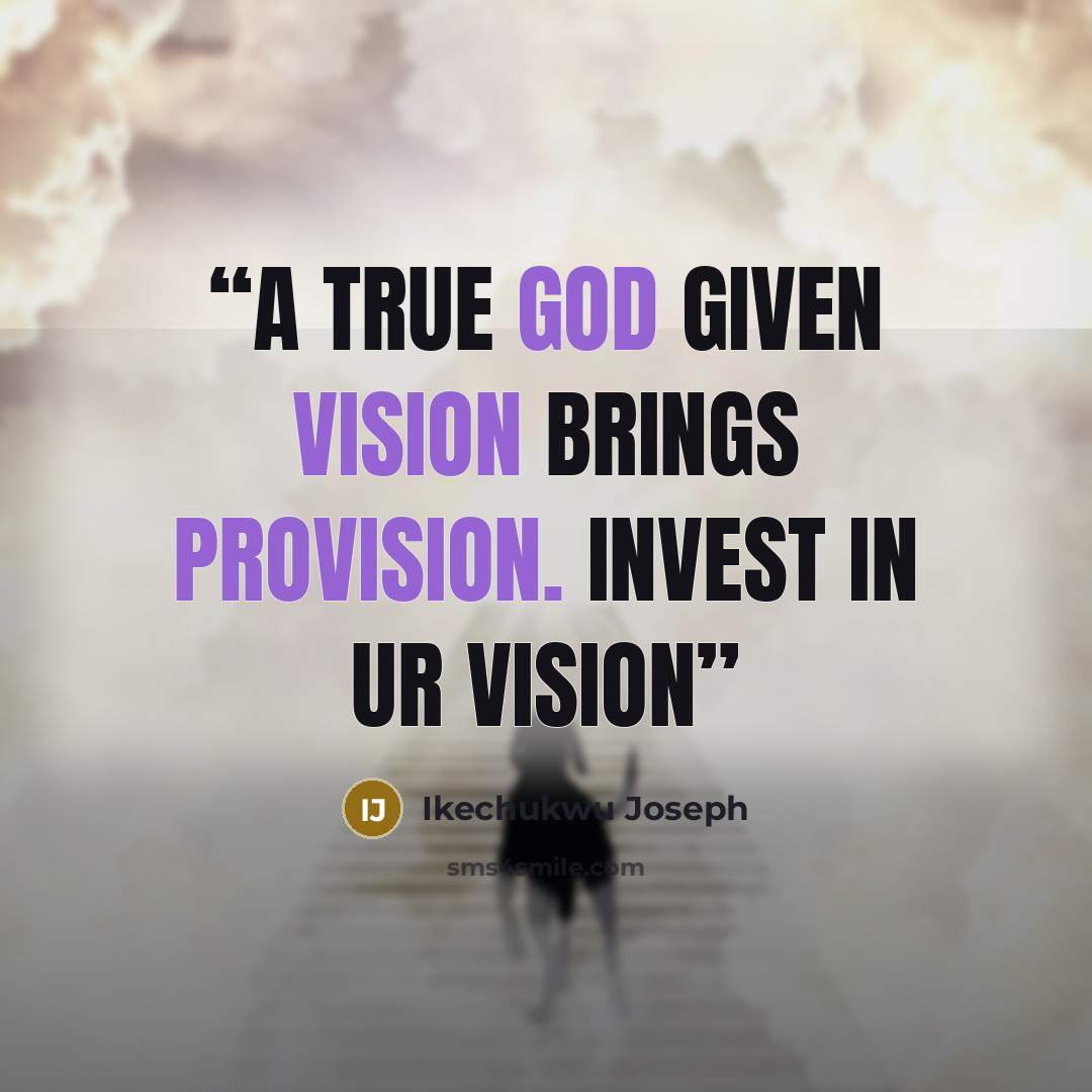 “A true God given vision brings provision. Invest in ur vision” quote by Ikechukwu Joseph
