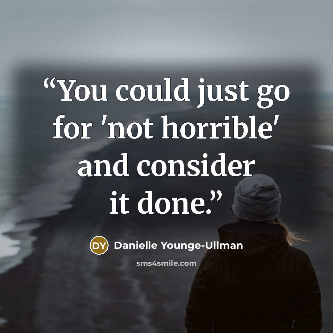 “You could just go for 'not horrible' and consider it done.” quote by Danielle Younge-Ullman