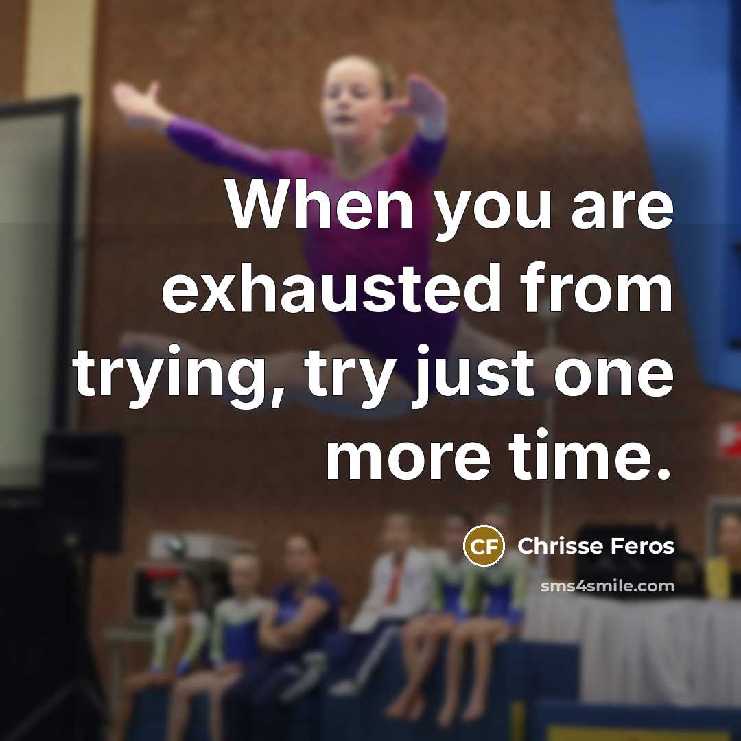 “When you are exhausted from trying, try just one more time.” quote by Chrisse Feros
