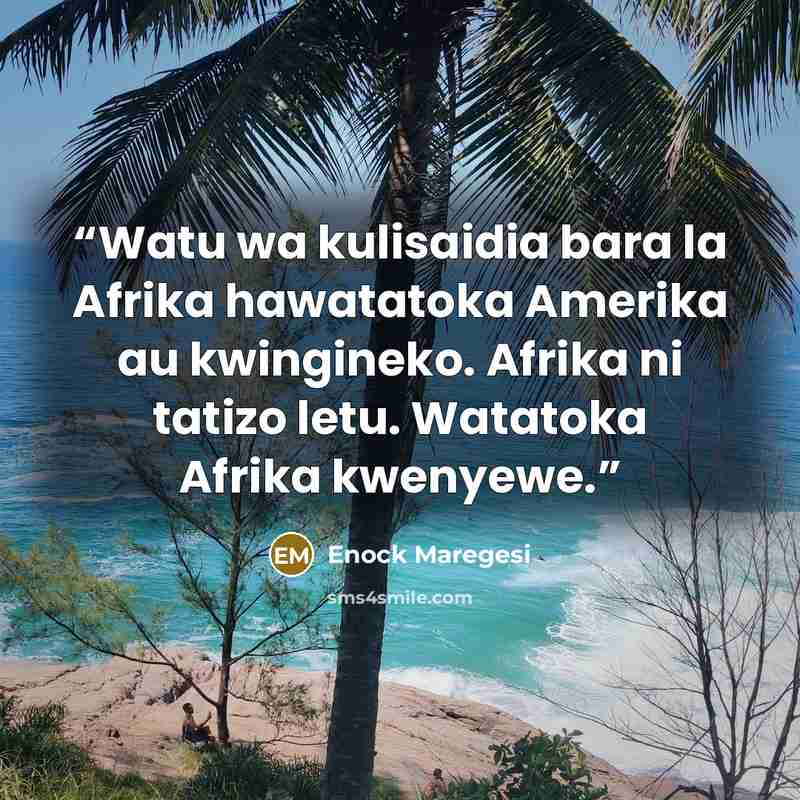 “Watu wa kulisaidia bara la Afrika hawatatoka Amerika au kwingineko. Afrika ni tatizo letu. Watatoka Afrika kwenyewe.” quote by Enock Maregesi