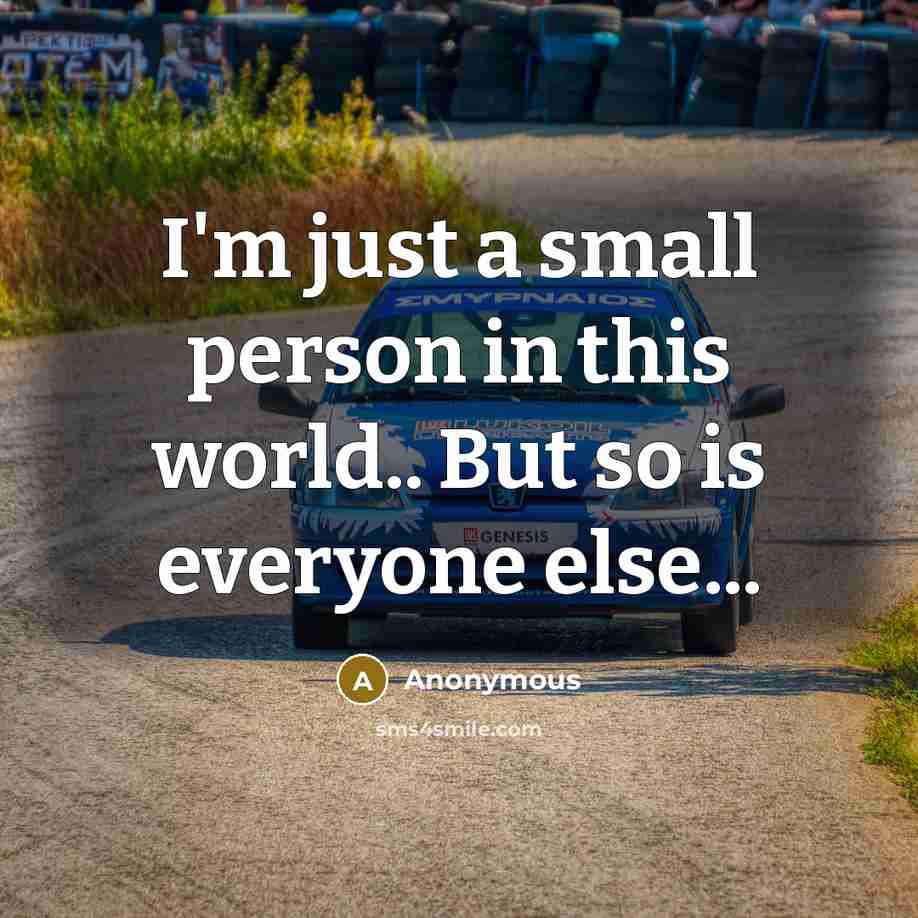 “I'm just a small person in this world.. But so is everyone else...” quote by Anonymous