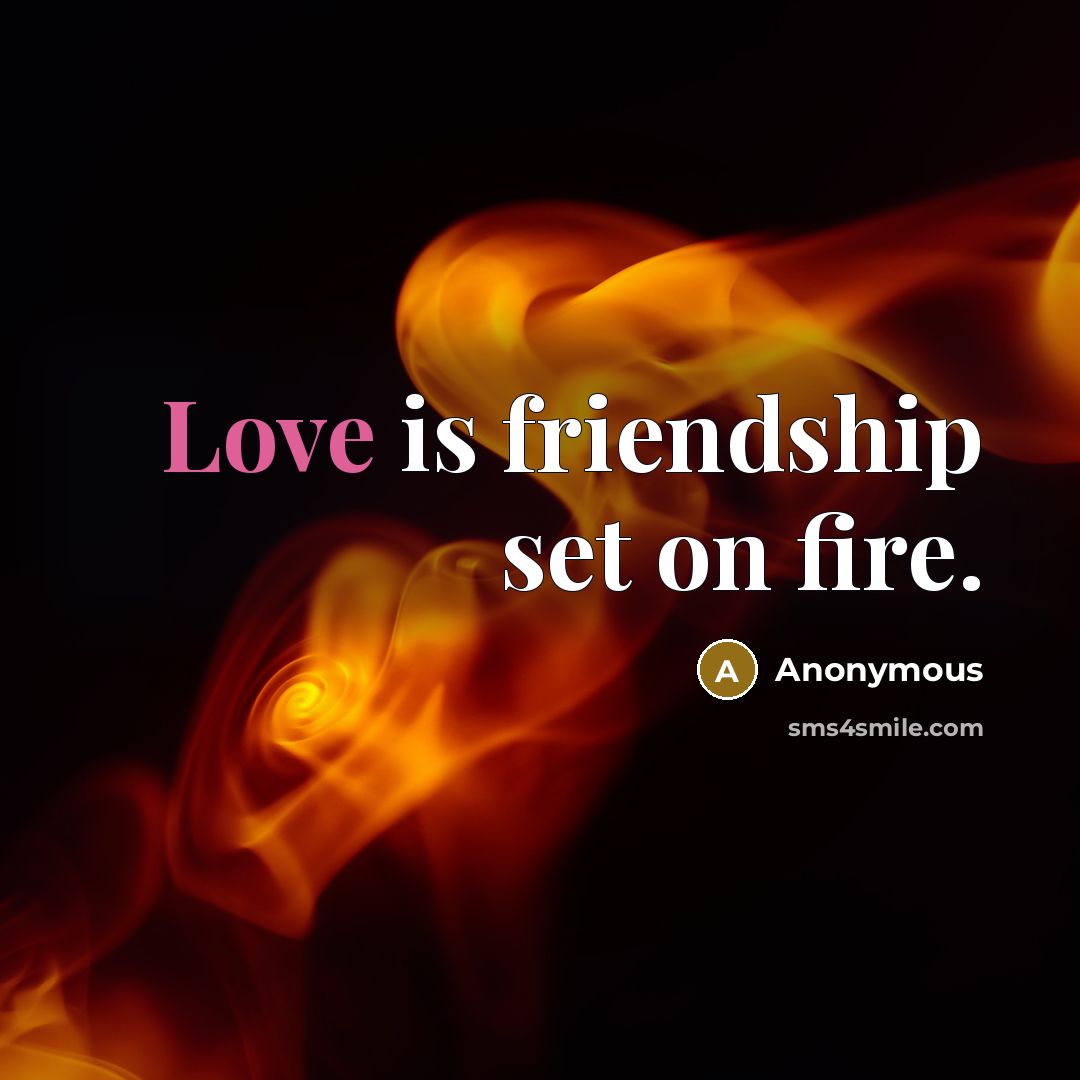 “Love is friendship set on fire.” quote by Anonymous