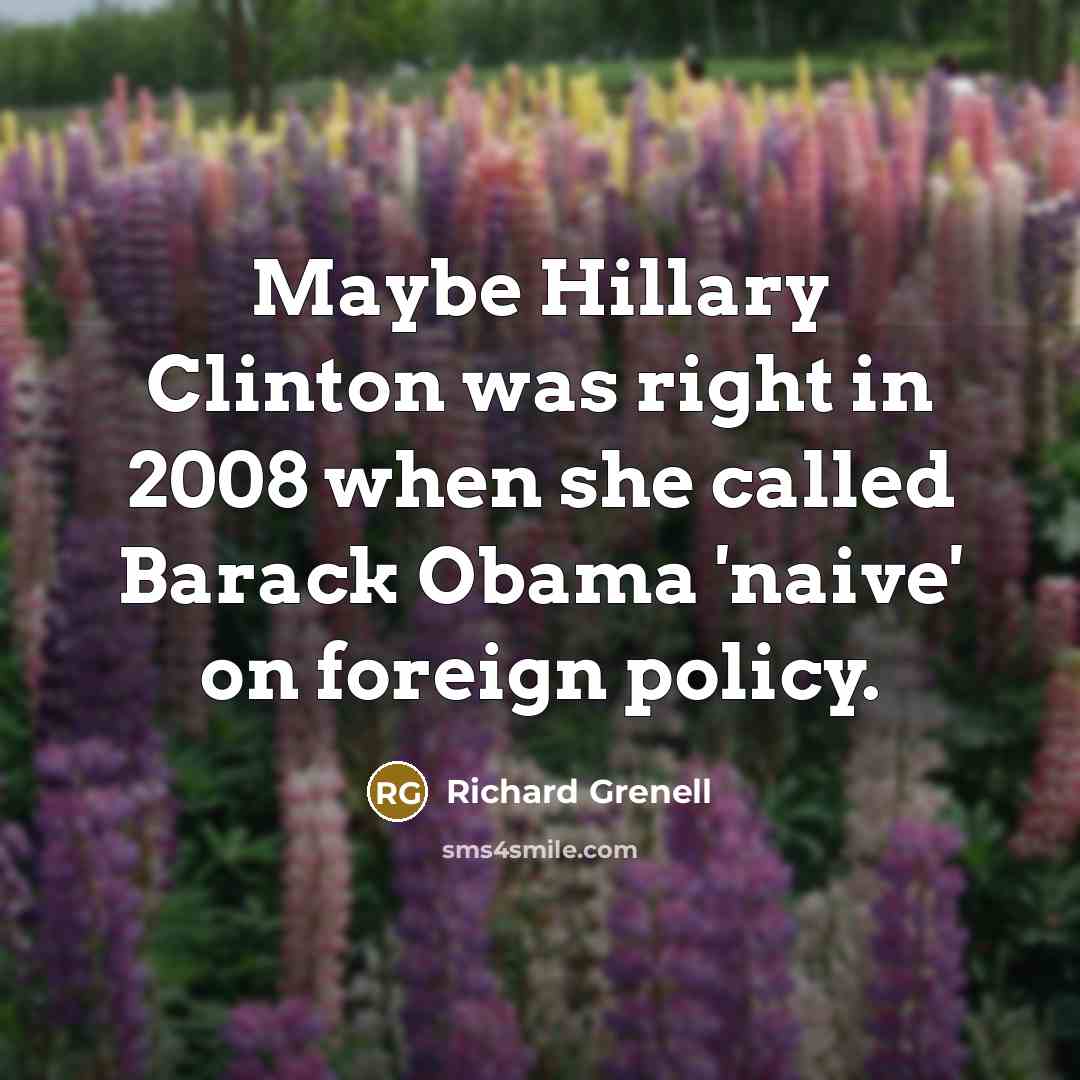 “Maybe Hillary Clinton was right in 2008 when she called Barack Obama 'naive' on foreign policy.” quote by Richard Grenell