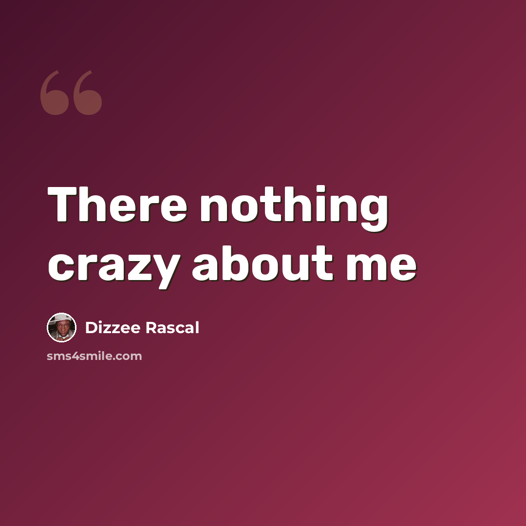 “There nothing crazy about me” quote by Dizzee Rascal