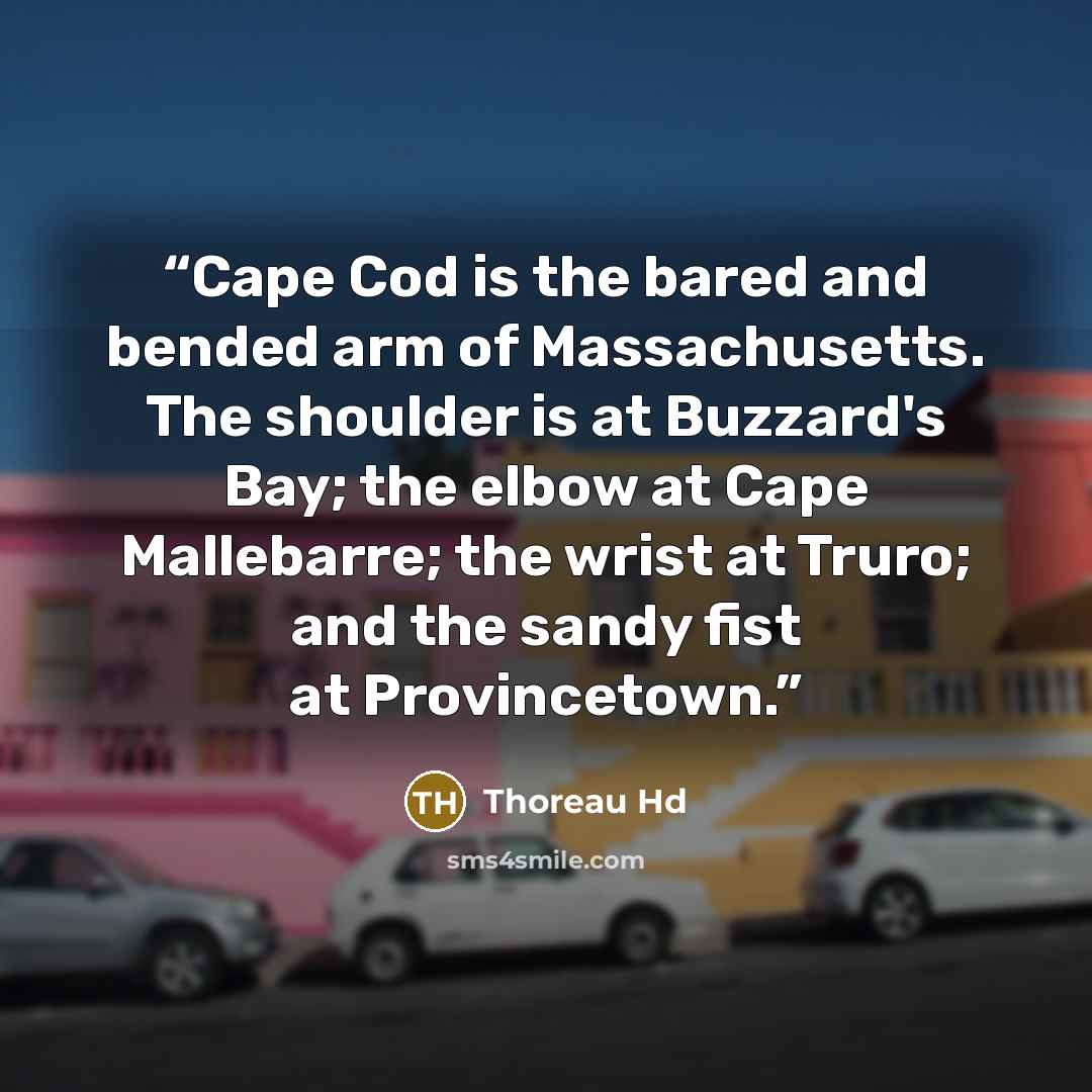 “Cape Cod is the bared and bended arm of Massachusetts. The shoulder is at Buzzard's Bay; the elbow at Cape Mallebarre; the wrist at Truro; and the sandy fist at Provincetown.” quote by Thoreau Hd