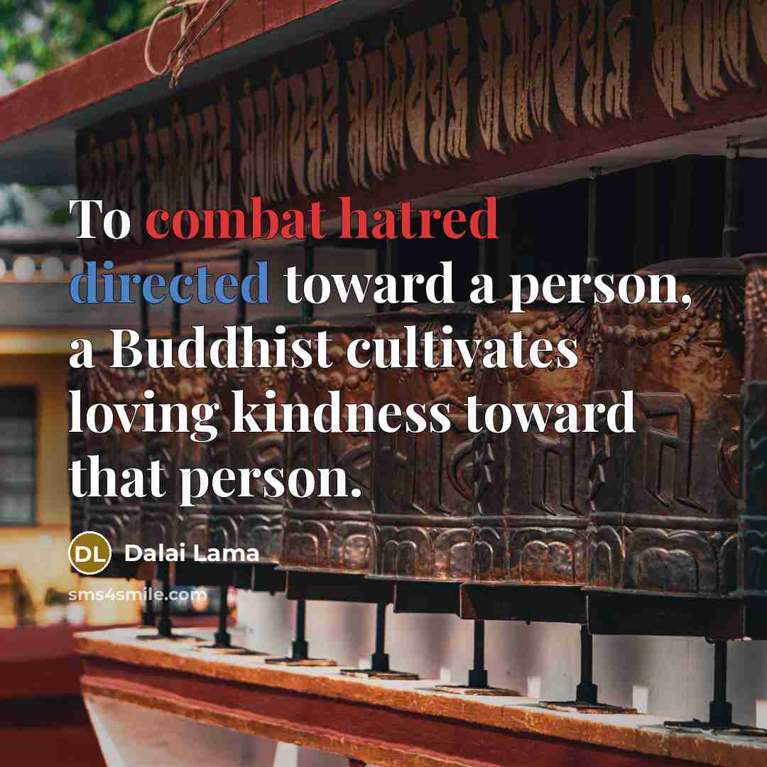 “To combat hatred directed toward a person, a Buddhist cultivates loving kindness toward that person.” quote by Dalai Lama