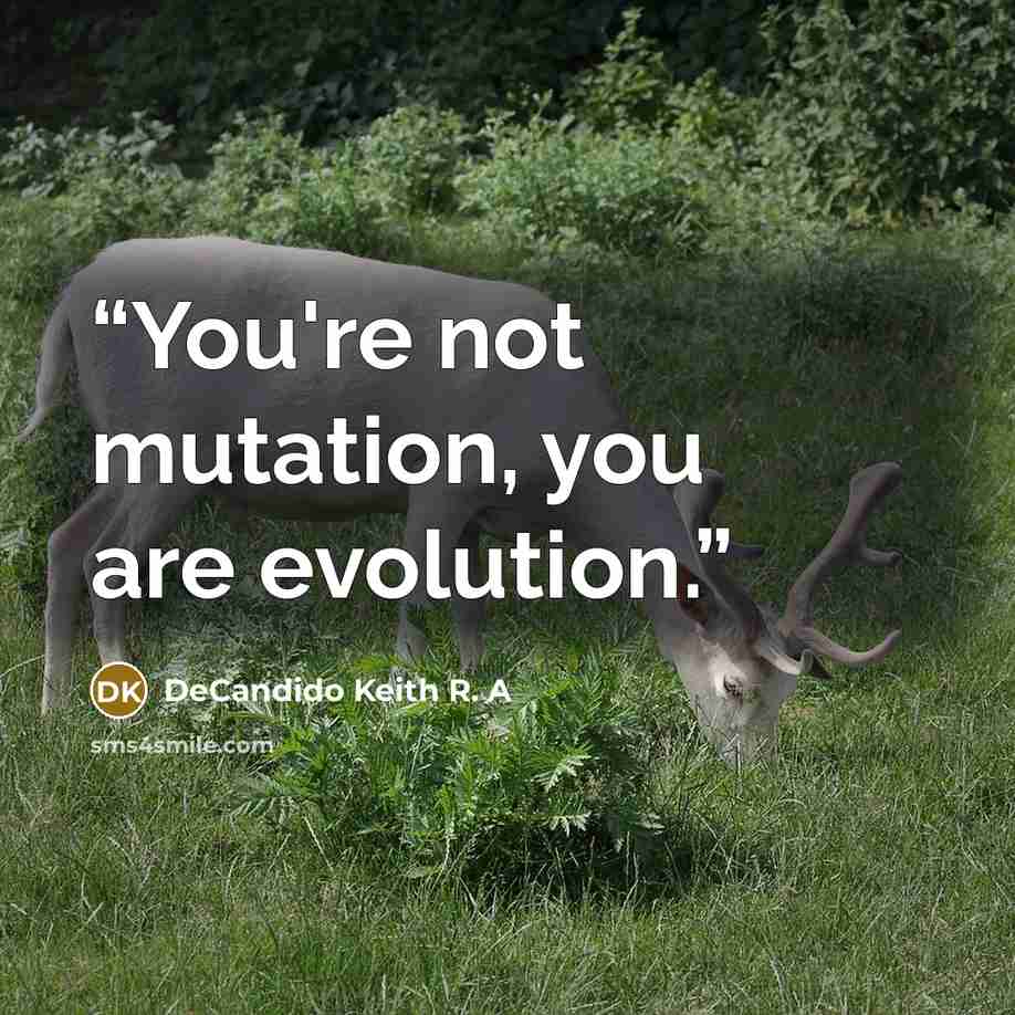 “You're not mutation, you are evolution.” quote by DeCandido Keith R. A