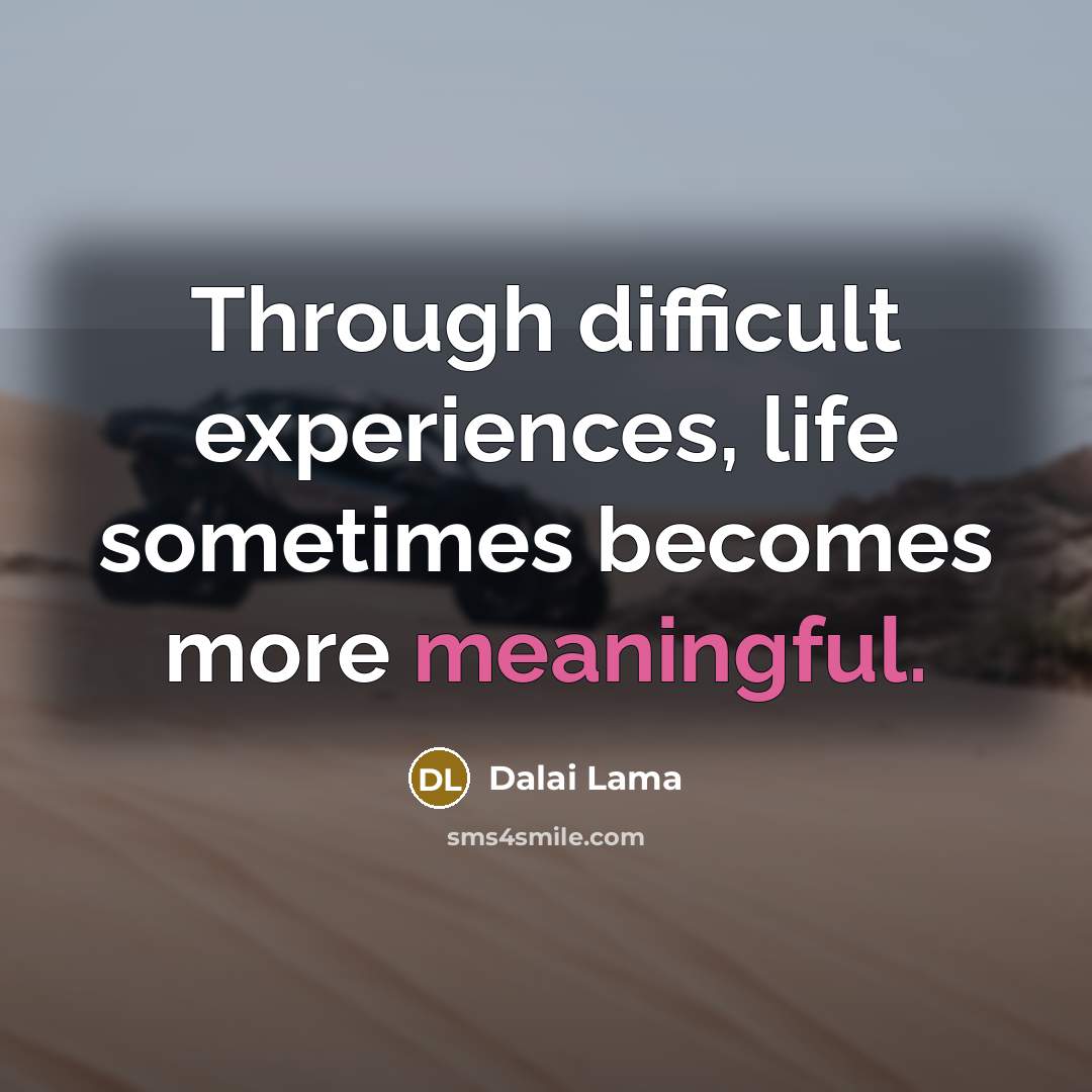 “Through difficult experiences, life sometimes becomes more meaningful.” quote by Dalai Lama