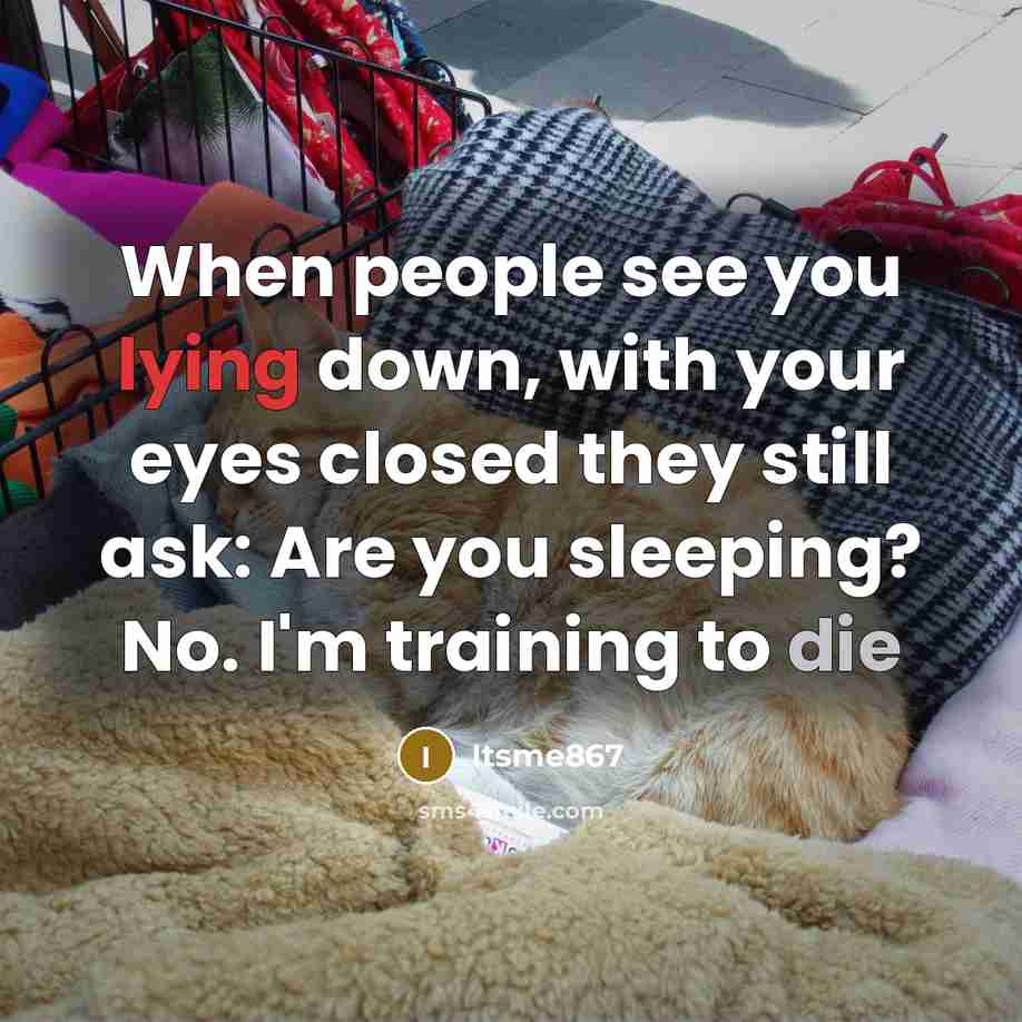 “When people see you lying down, with your eyes closed they still ask: Are you sleeping? No. I'm training to die” quote by Itsme867