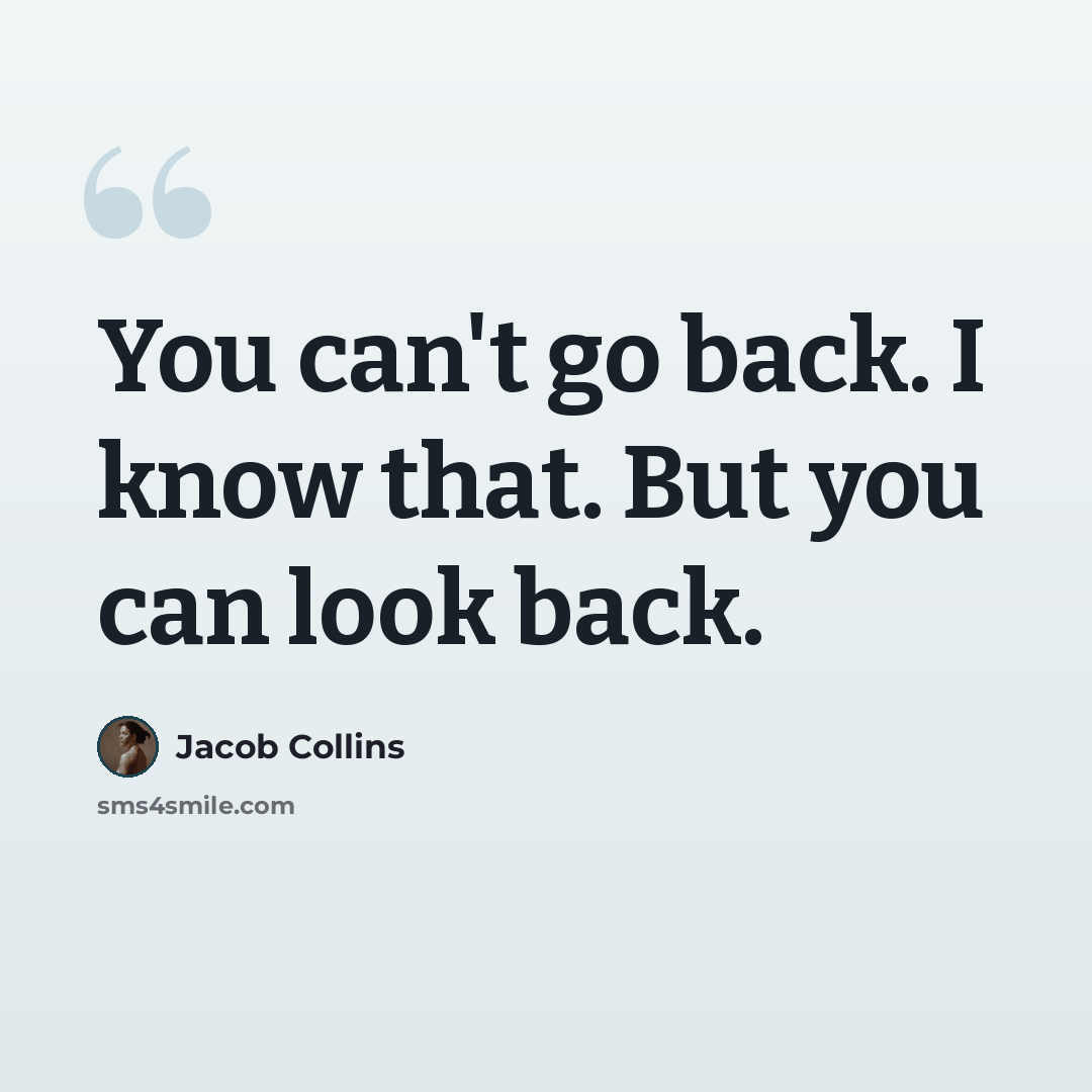 “You can't go back. I know that. But you can look back.” quote by Jacob Collins
