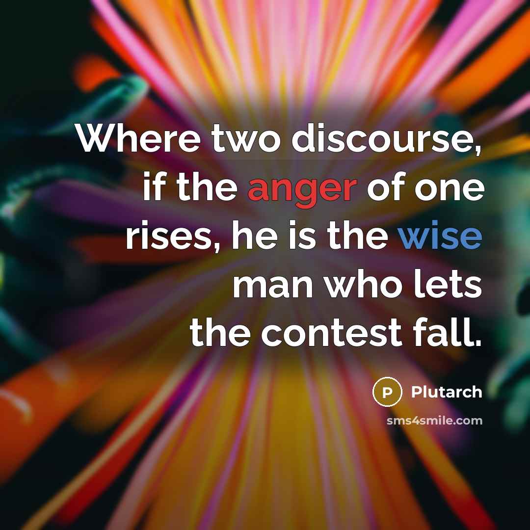 “Where two discourse, if the anger of one rises, he is the wise man who lets the contest fall.” quote by Plutarch