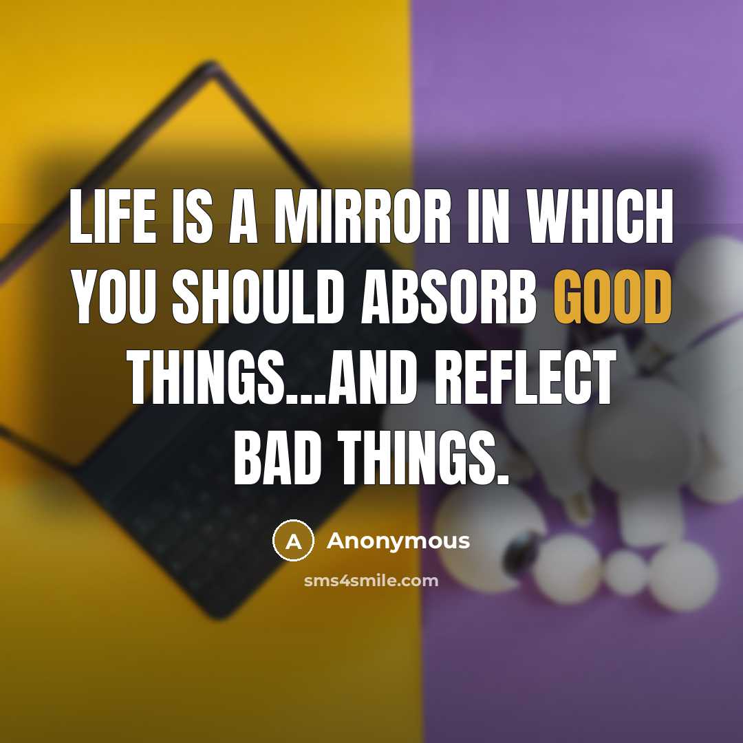 “Life is a mirror in which you should absorb good things...and reflect bad things.” quote by Anonymous