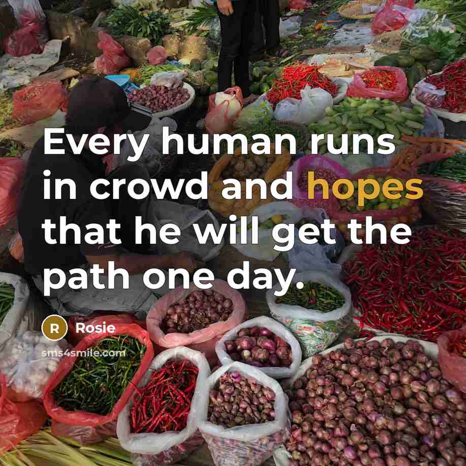 “Every human runs in crowd and hopes that he will get the path one day.” quote by Rosie