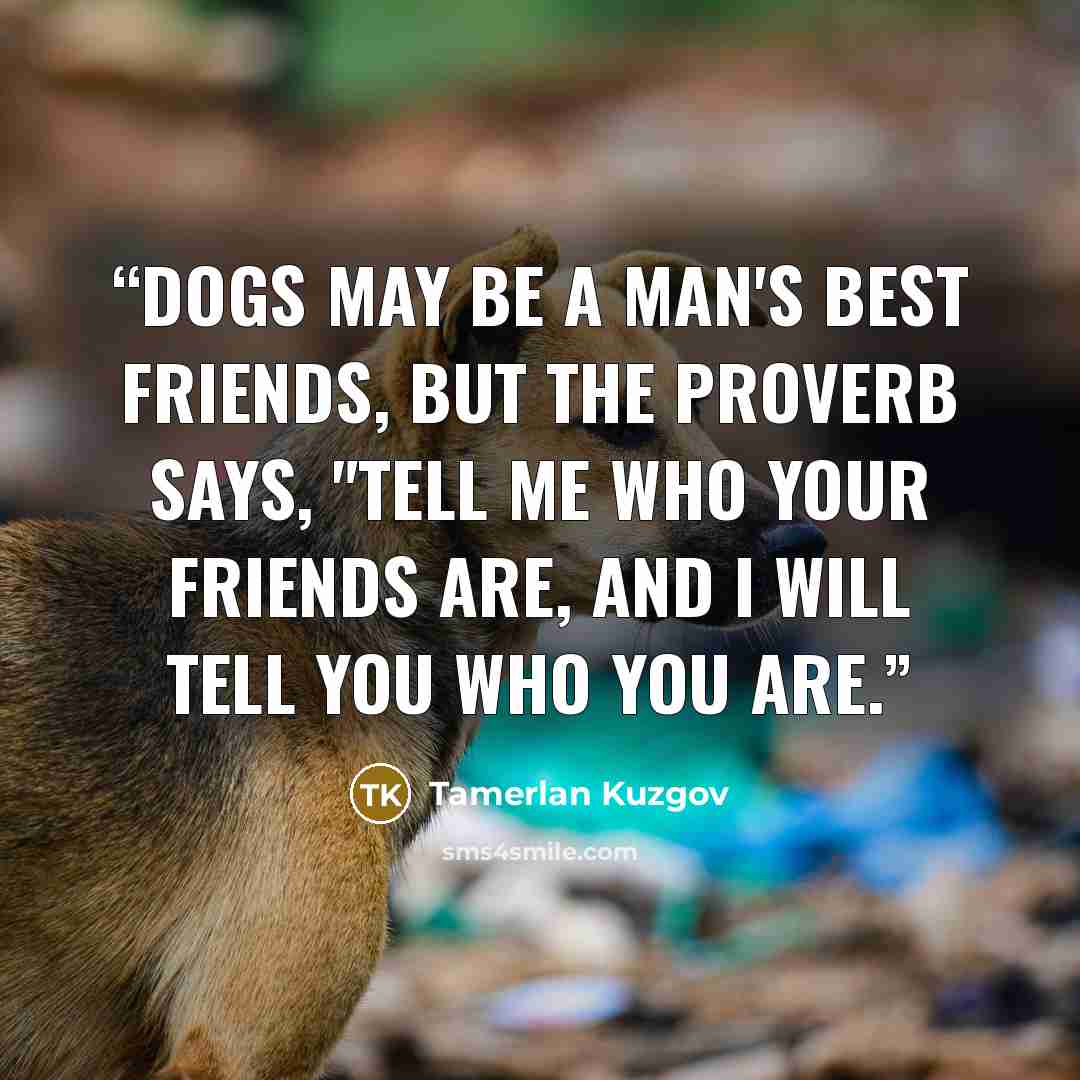 “Dogs may be a man's best friends, but the proverb says, "Tell me who your friends are, and I will tell you who you are.” quote by Tamerlan Kuzgov
