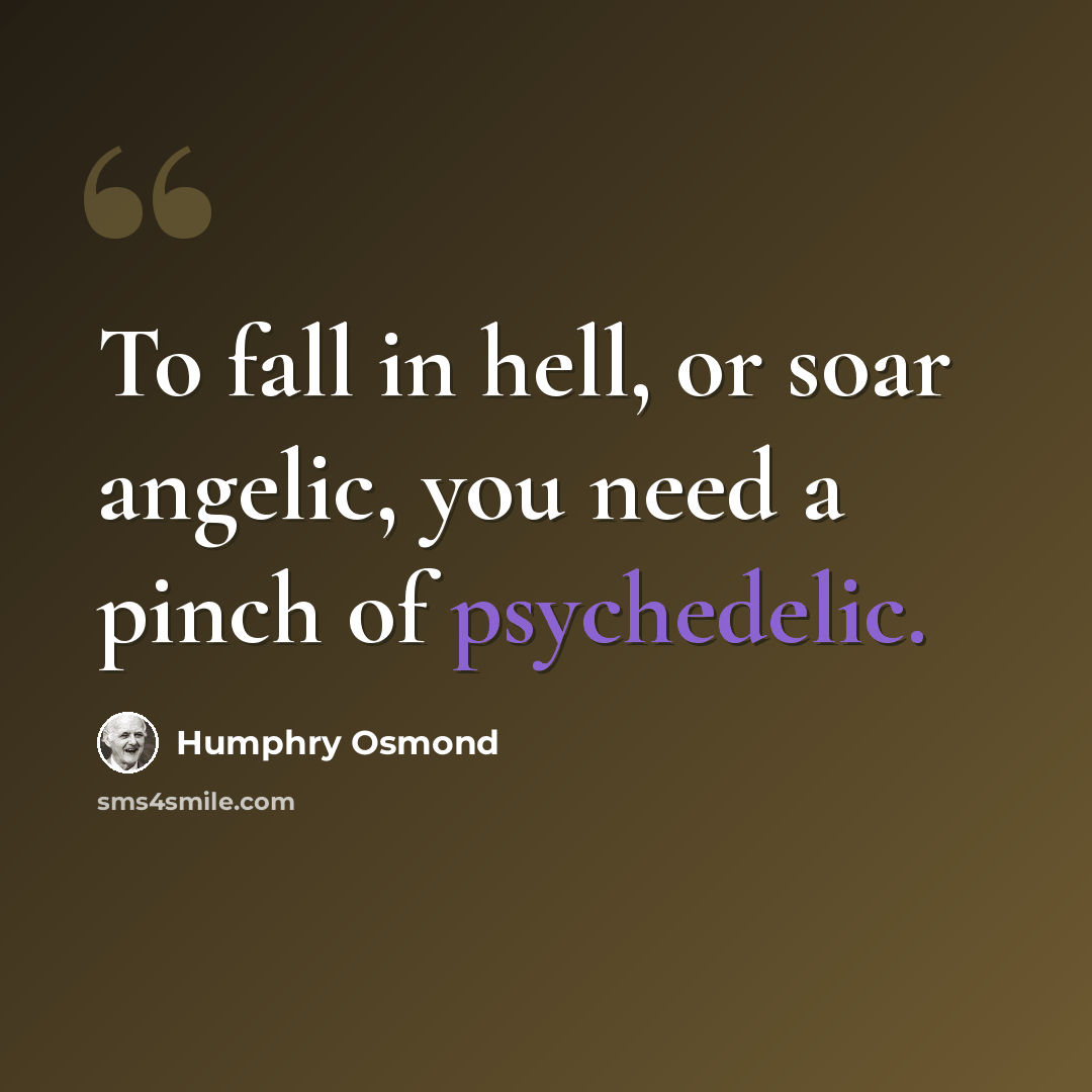 “To fall in hell, or soar angelic, you need a pinch of psychedelic.” quote by Humphry Osmond