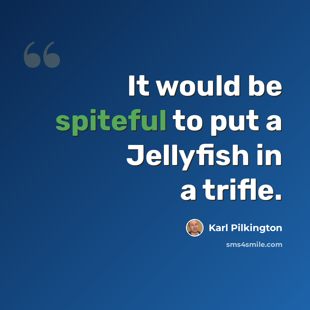 “It would be spiteful to put a Jellyfish in a trifle.” quote by Karl Pilkington