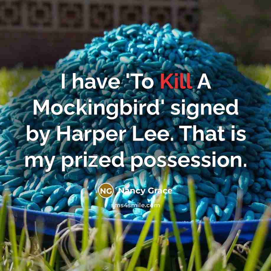 “I have 'To Kill A Mockingbird' signed by Harper Lee. That is my prized possession.” quote by Nancy Grace