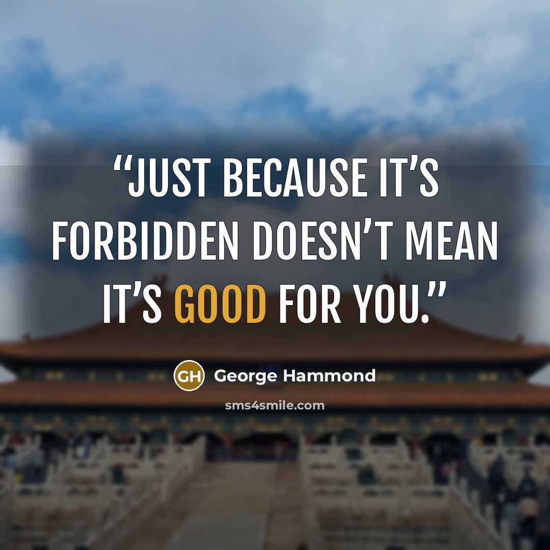“Just because it’s forbidden doesn’t mean it’s good for you.” quote by George Hammond