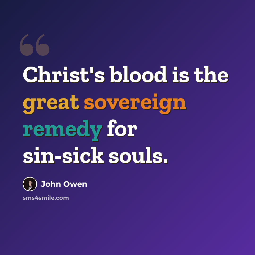 “Christ's blood is the great sovereign remedy for sin-sick souls.” quote by John Owen