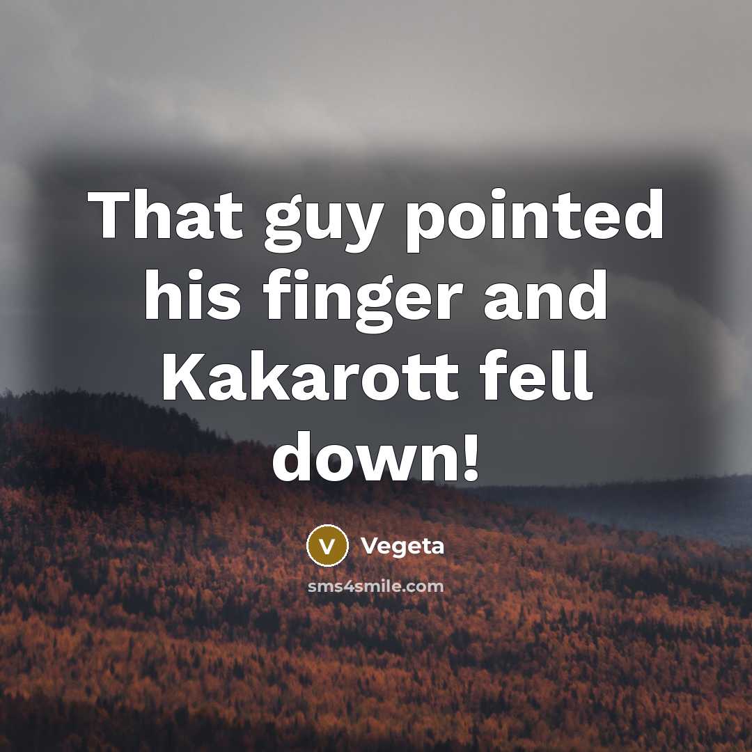 “That guy pointed his finger and Kakarott fell down!” quote by Vegeta