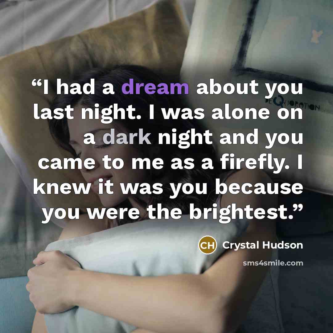 “I had a dream about you last night. I was alone on a dark night and you came to me as a firefly. I knew it was you because you were the brightest.” quote by Crystal Hudson
