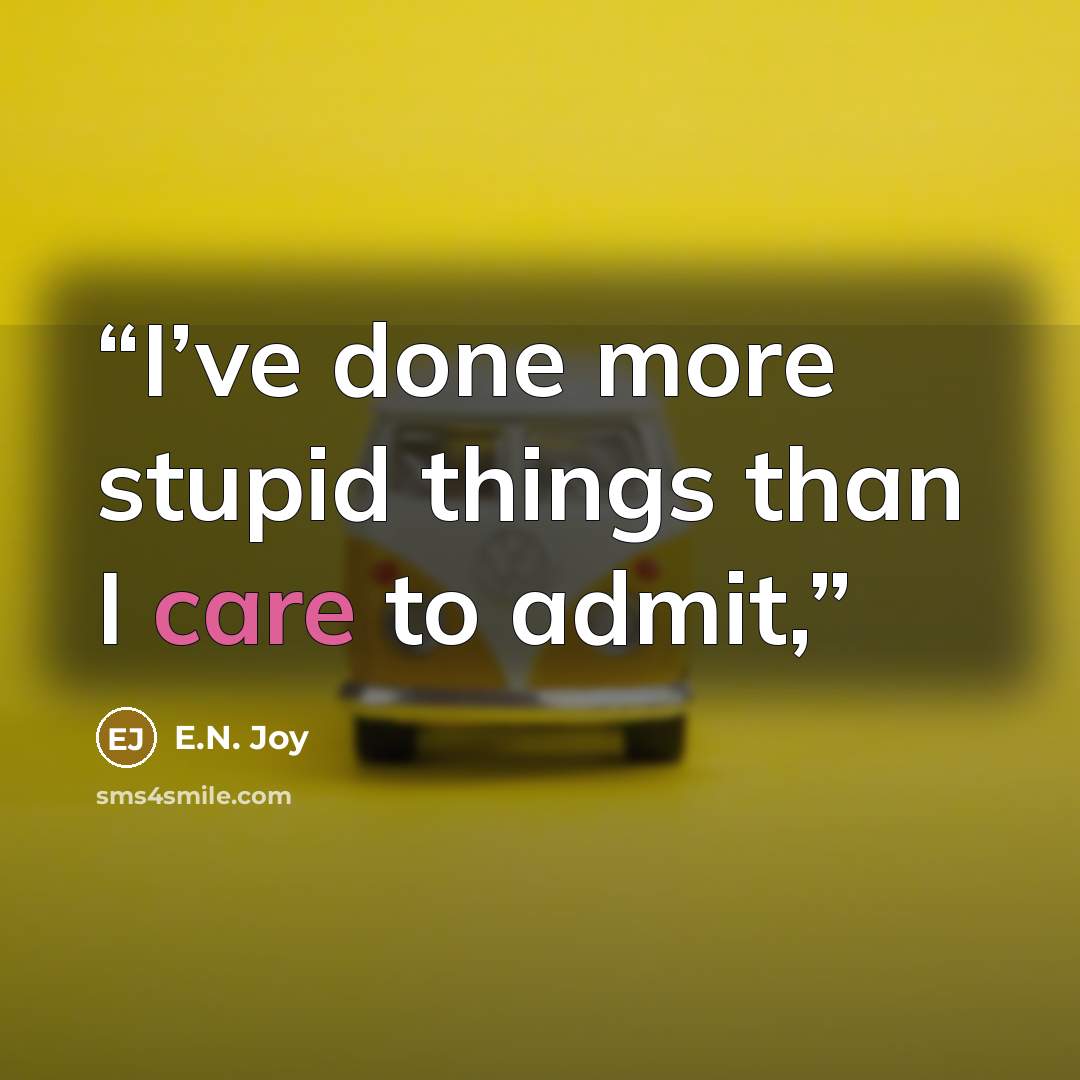 “I’ve done more stupid things than I care to admit,” quote by E.N. Joy