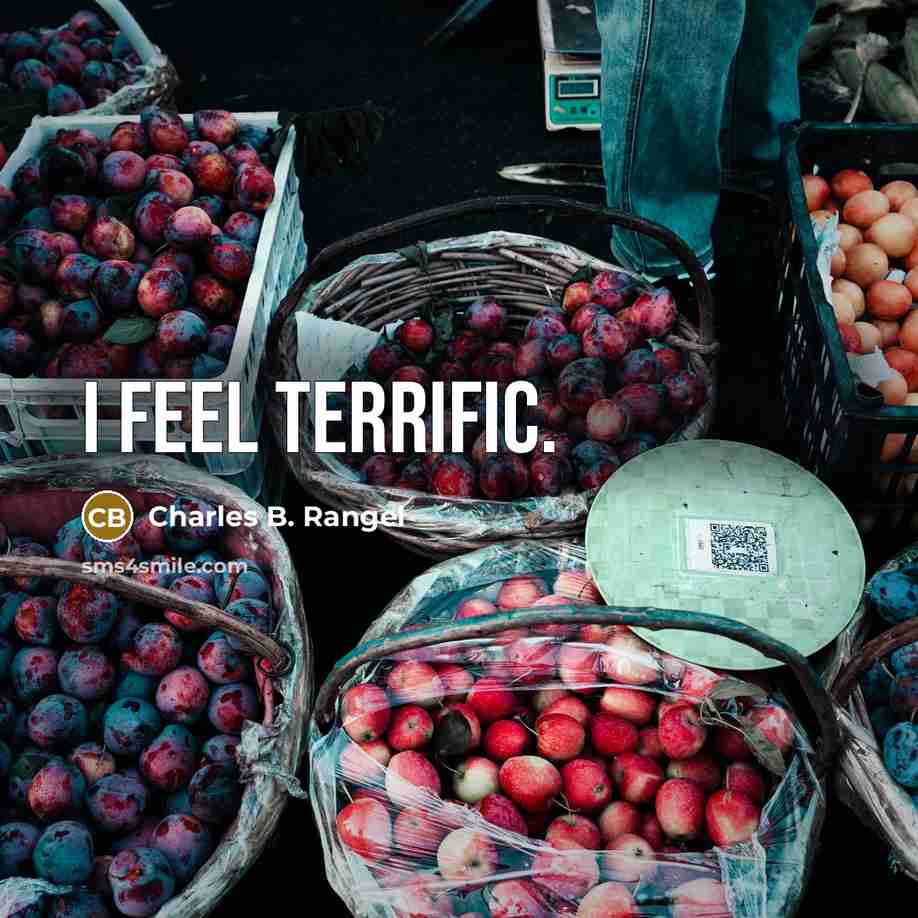 “I feel terrific.” quote by Charles B. Rangel
