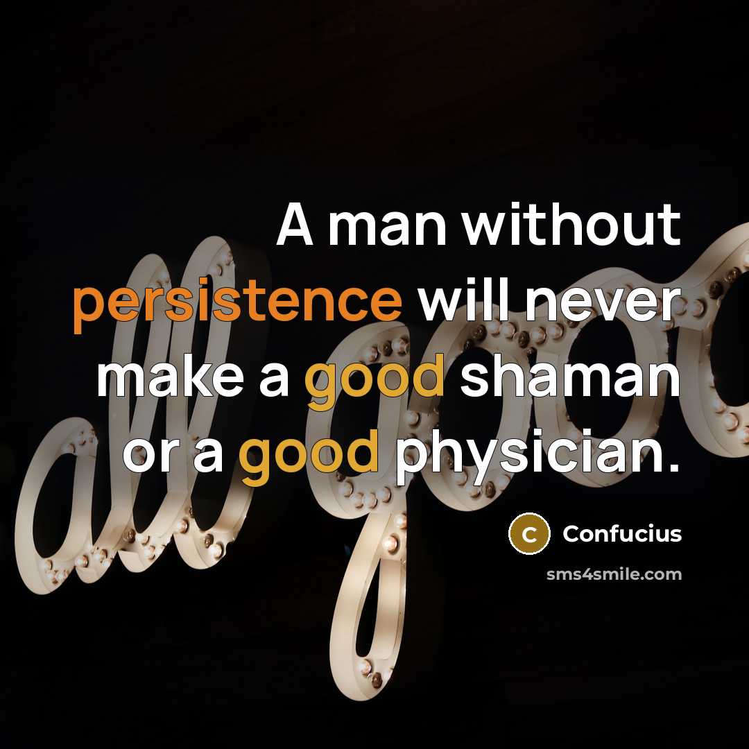 “A man without persistence will never make a good shaman or a good physician.” quote by Confucius