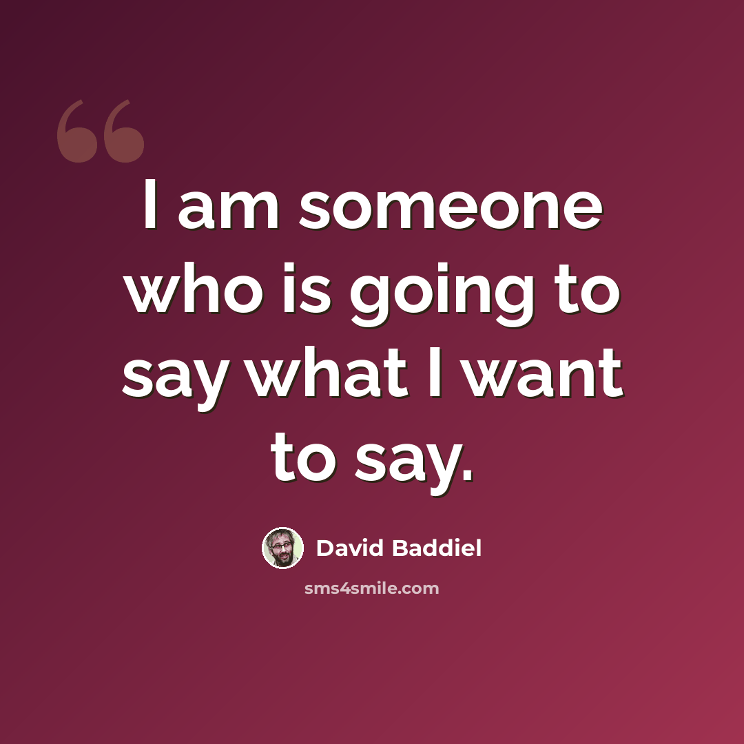 “I am someone who is going to say what I want to say.” quote by David Baddiel