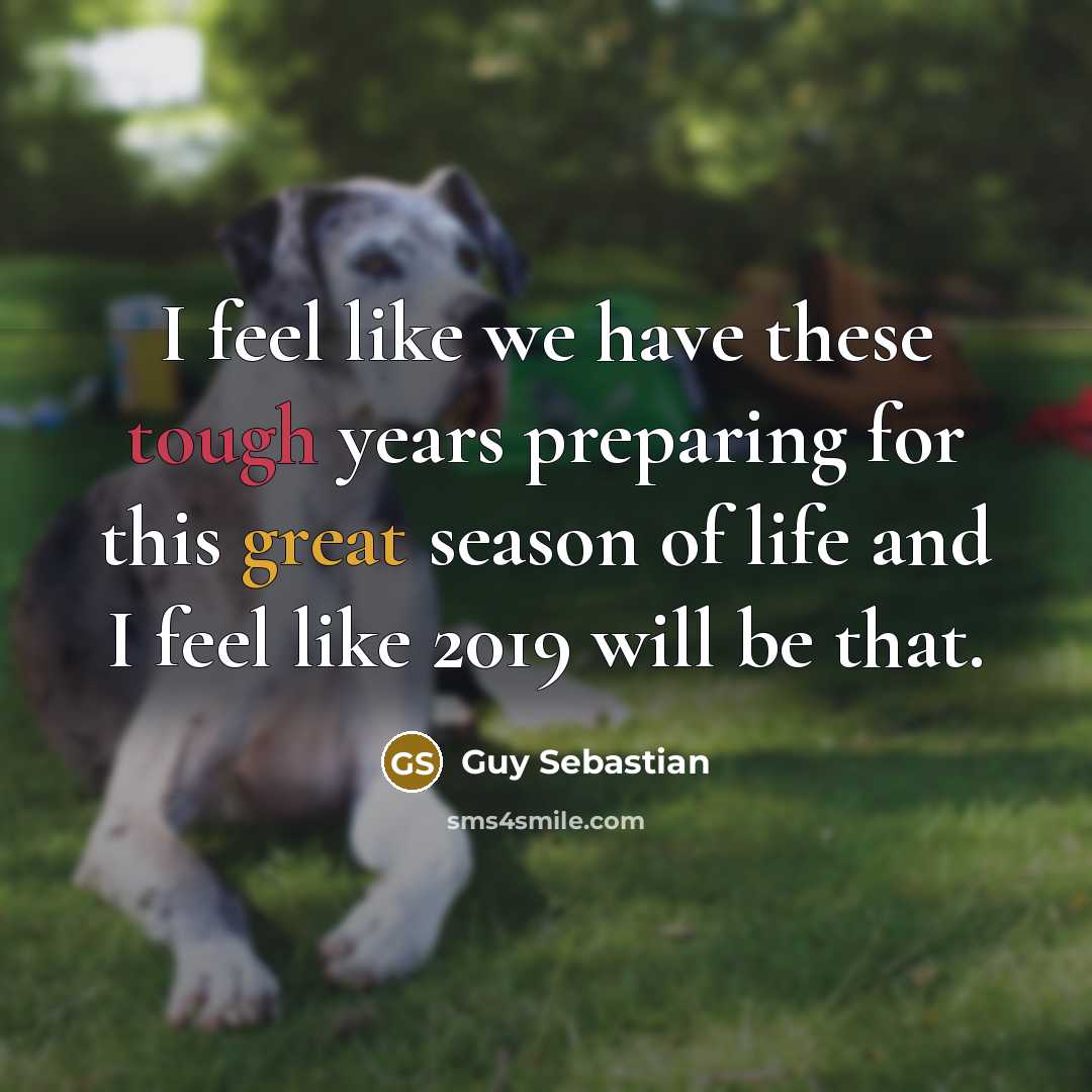 “I feel like we have these tough years preparing for this great season of life and I feel like 2019 will be that.” quote by Guy Sebastian