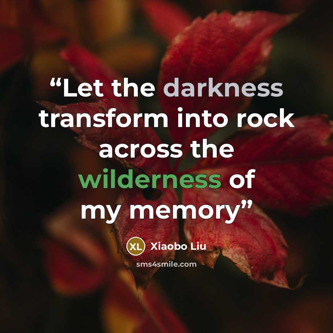 “Let the darkness transform into rock across the wilderness of my memory” quote by Xiaobo Liu